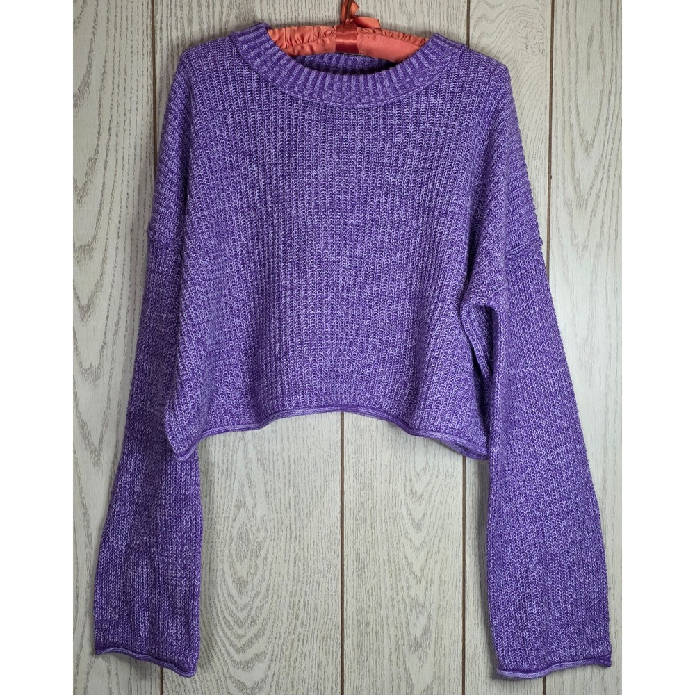 Wild Fable Purple Marl Cropped Crewneck Sweater XL F16816169